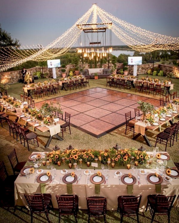 rustic lighting wedding reception decor