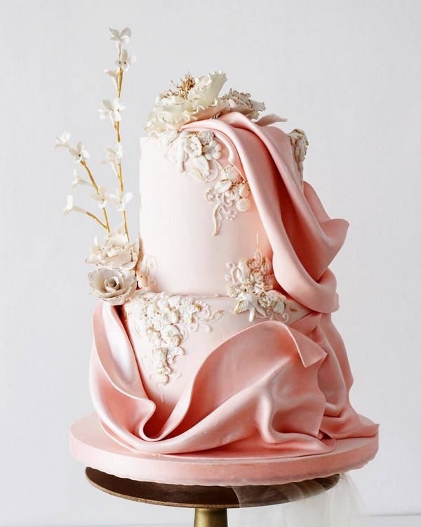 vintage blush pink wedding cake6