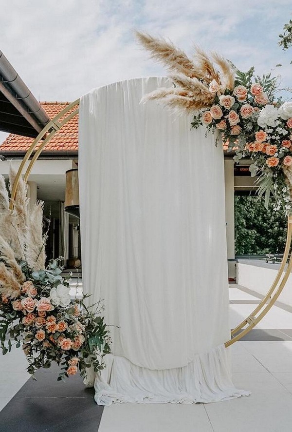 wedding floral moon gates boho gate with tulle bucketfullof_roses