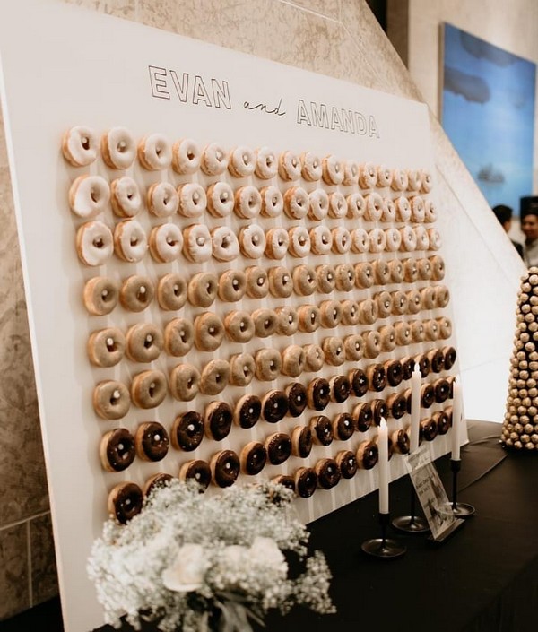 25 Donut Wall Wedding Ideas for Reception 2024 8 Donut wedding wall3