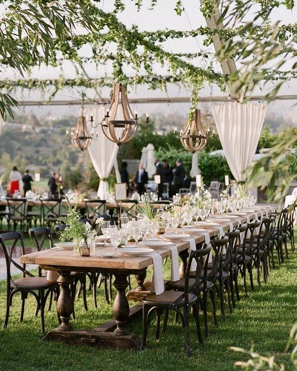 greenery outdoor wedding reception decor