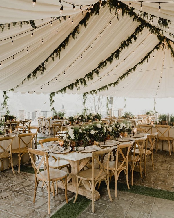 greenery wedding tent decor