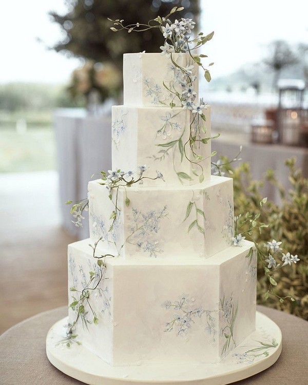 handpainted 4-tiered wedding cake