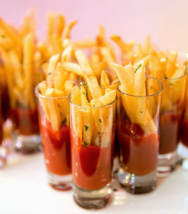 ketchup and fry shooters for wedding