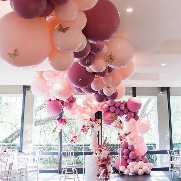 ombre pink balloons wedding decor 17