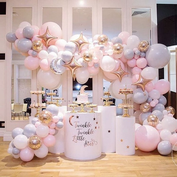 pink balloons wedding reception decor 10