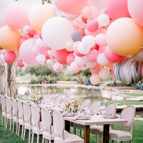 pink balloons wedding reception decor 8
