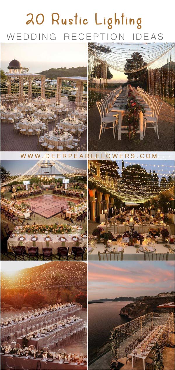 rustic country lighting wedding reception decor