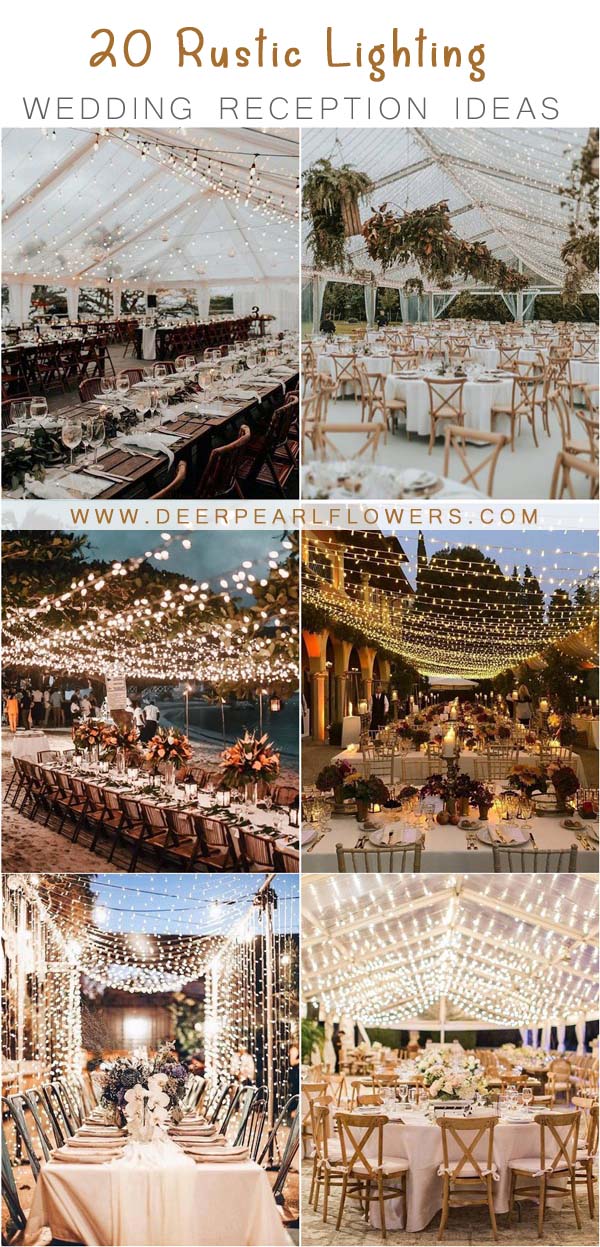 rustic country lighting wedding reception decor