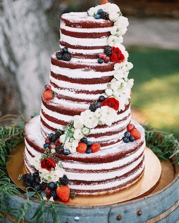 rustic naked wedding cake 2