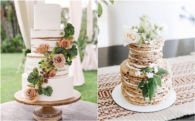 rustic naked wedding cakes