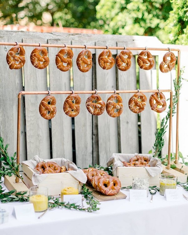 twist on traditional hors d'oeuvres with a pretzel bar