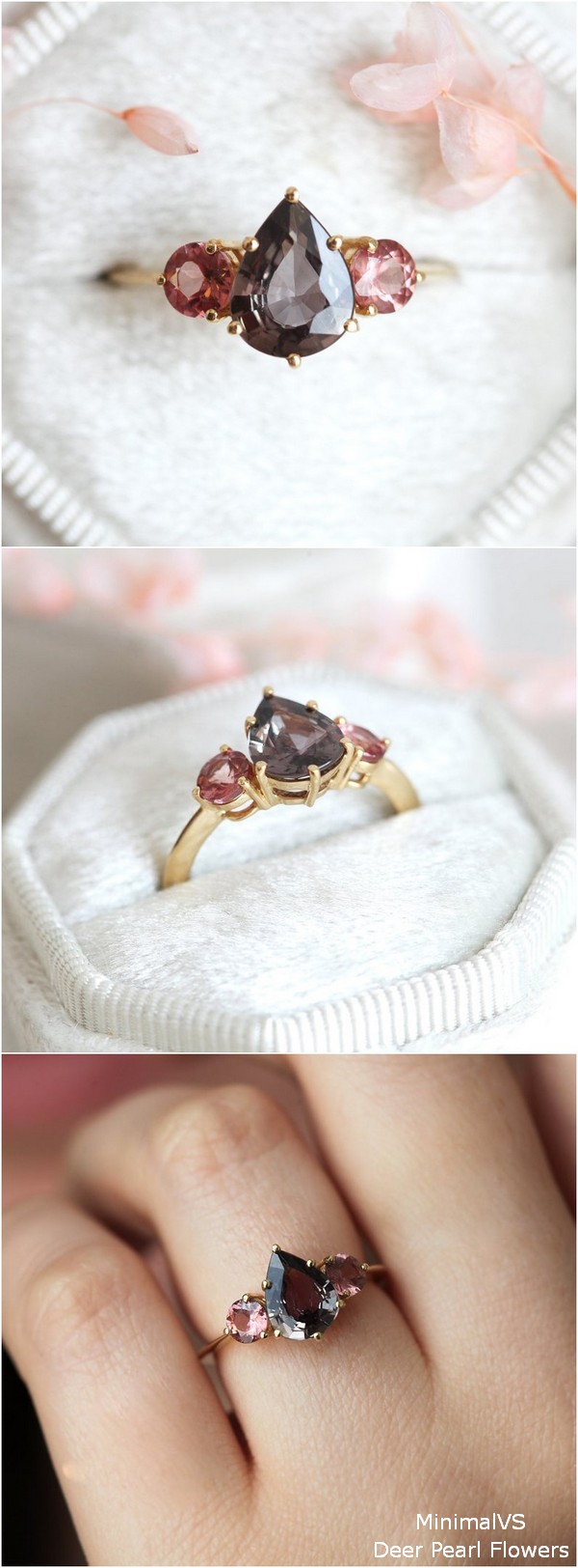 Burgundy Sapphire Engagement Ring with Malaya Garnet