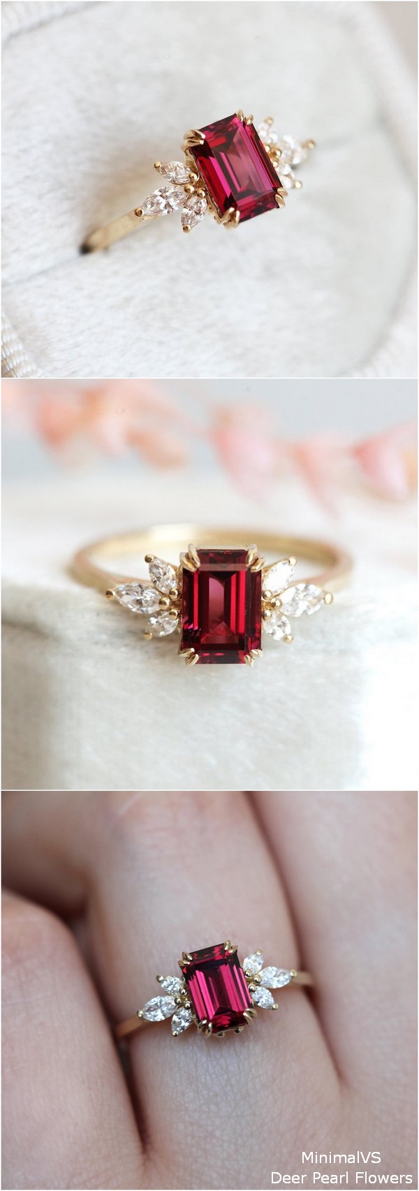 Diamond Garnet Engagement Ring