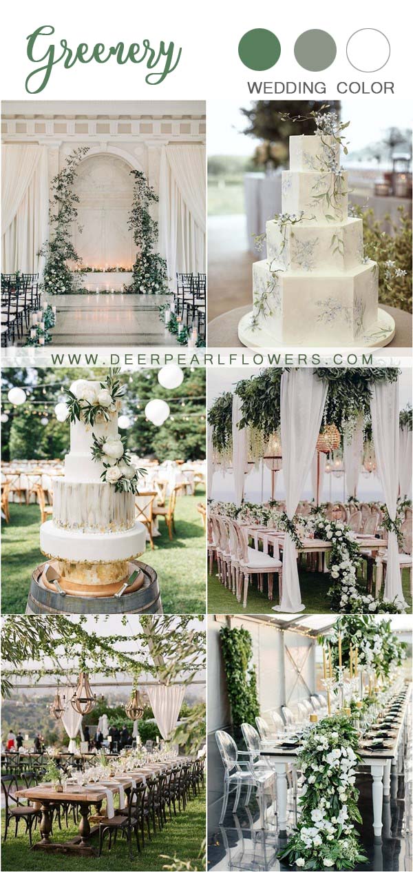 greenery and ivory white wedding color ideas