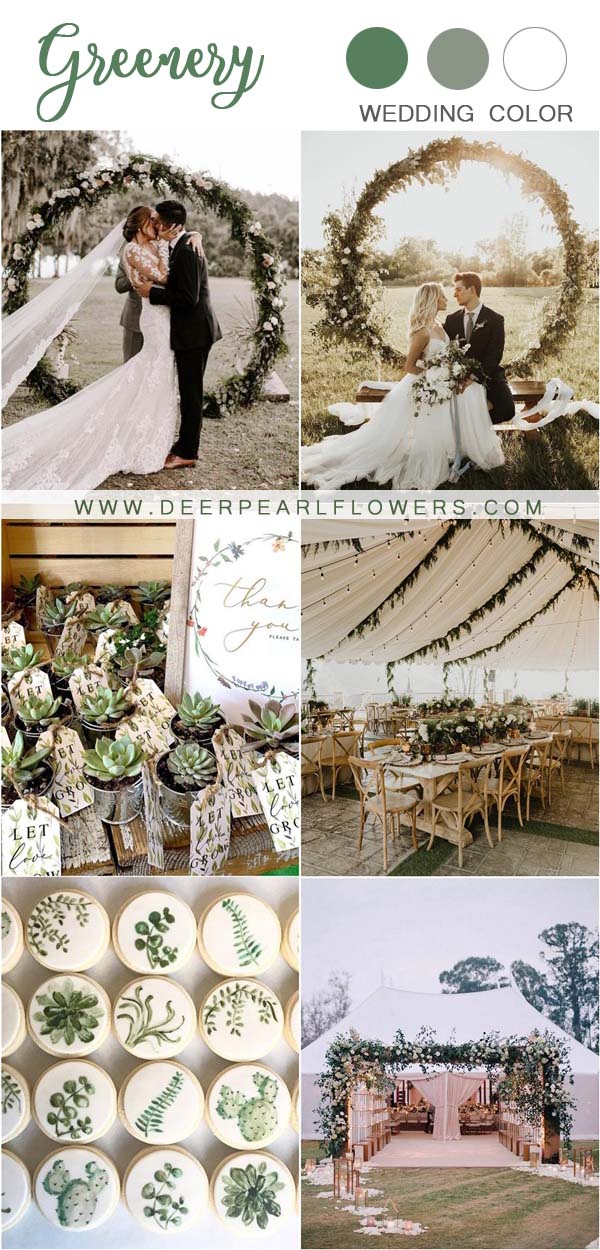 greenery and ivory white wedding color ideas