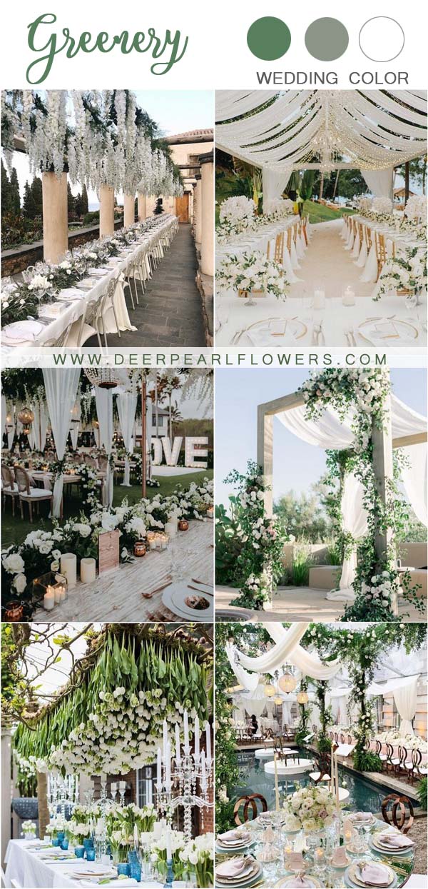 greenery and ivory white wedding color ideas