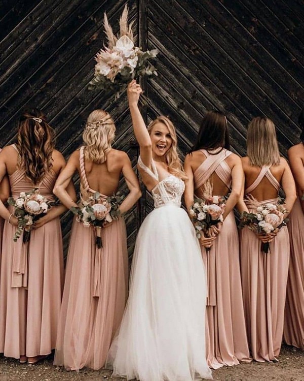 Blush multi-wear bridesmaid dresses 