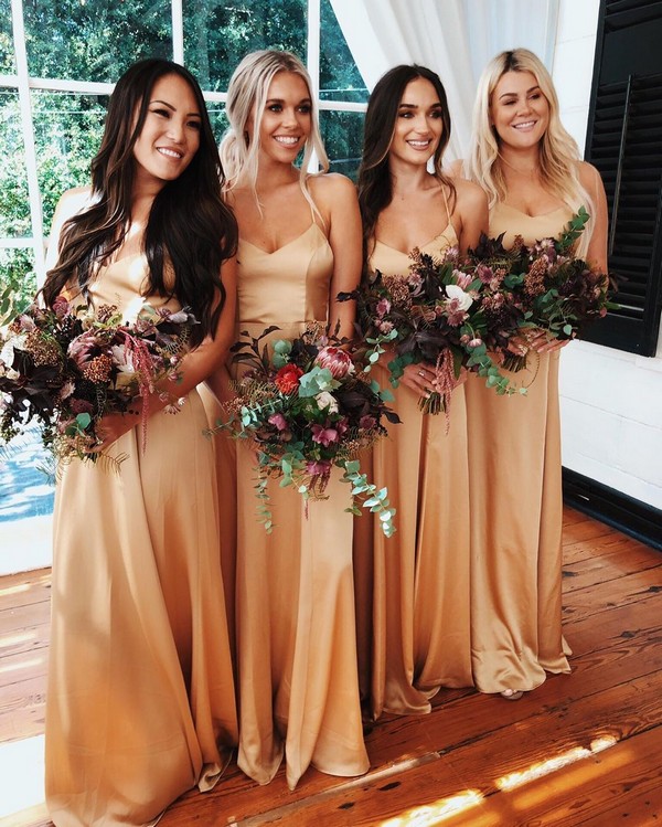Fall honey gold bridesmaid dresses 