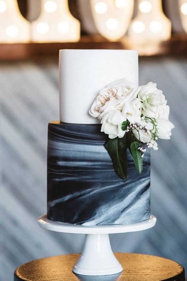 blue marble wedding cakes