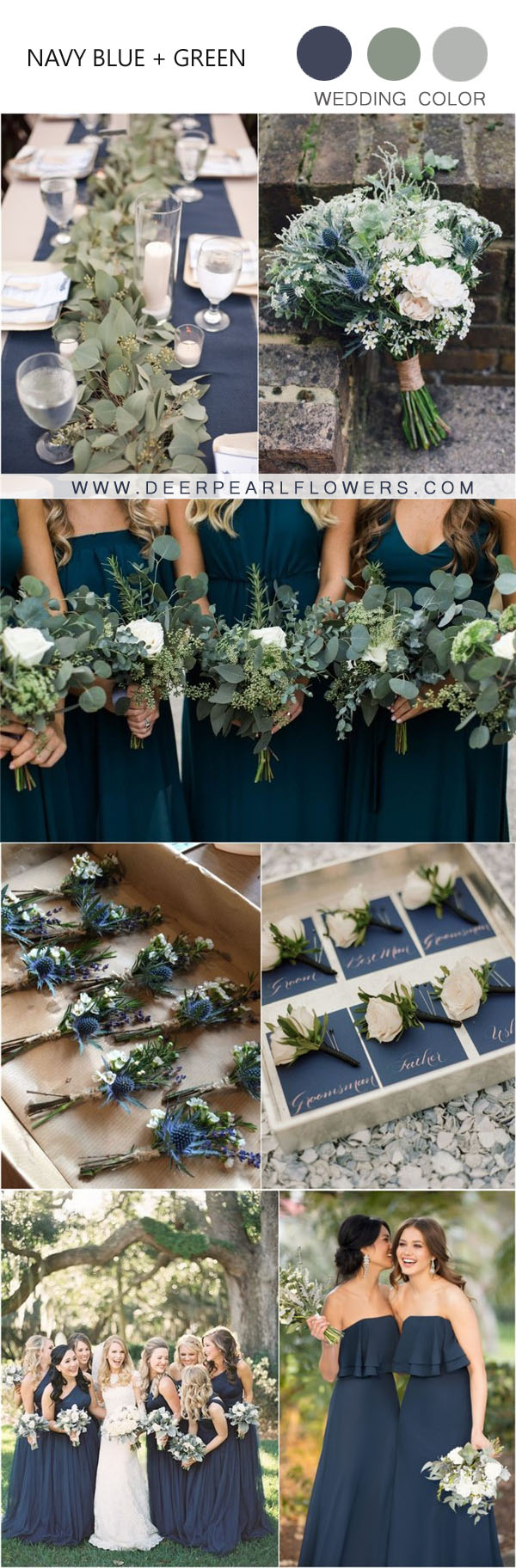 fall navy blue and greenery wedding color ideas