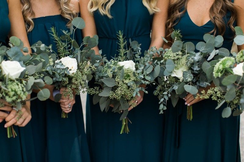 greenery eucalyptus wedding bouquets