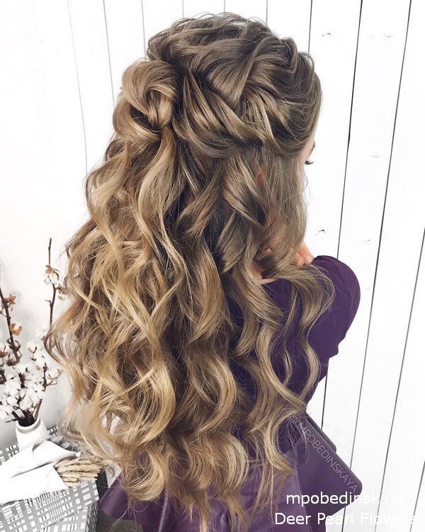 curly half up half down wedding guest hairstyles