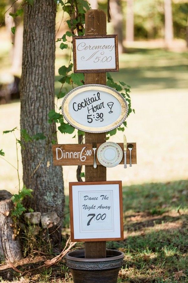outdoor wedding timeline sign decoration ideas