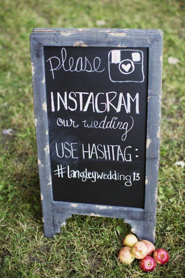 rustic Instagram hashtag wedding sign