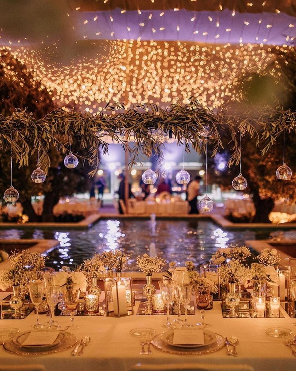 rustic luxury indoor wedding ceremony decor