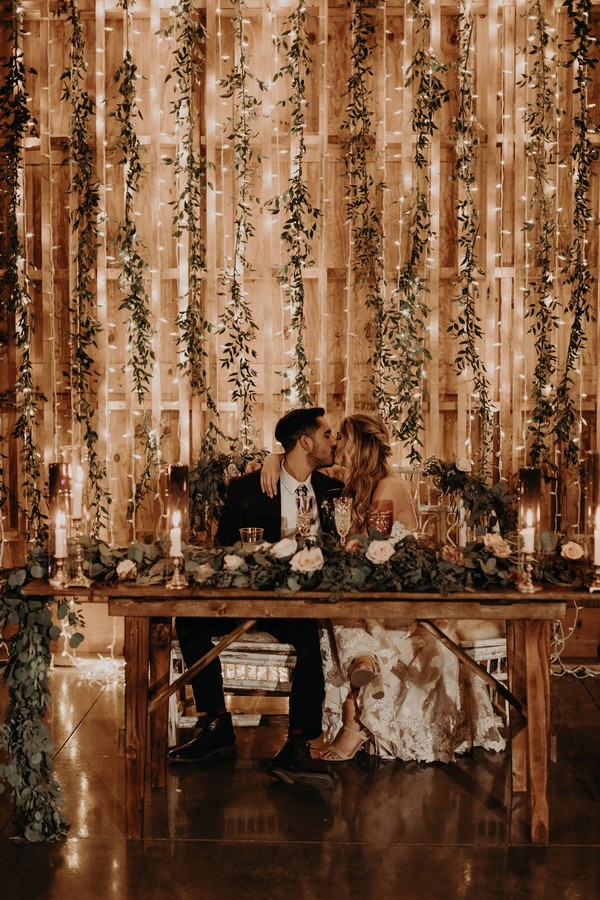 rustic sparkling wedding backdrop