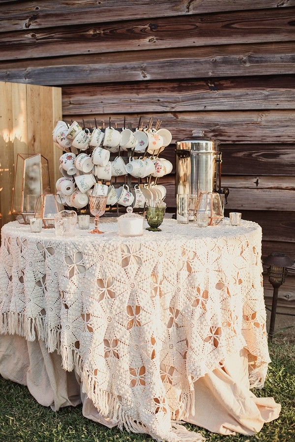 vintage tea cups wedding drink bar