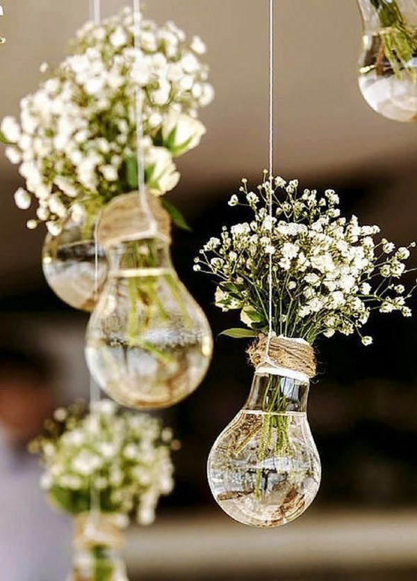 Light Bulbs and Baby's Breath Hanging Decor