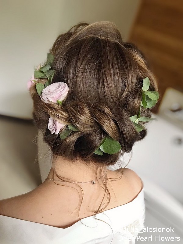 Long wedding hairstyles with greenery from julia_alesionok