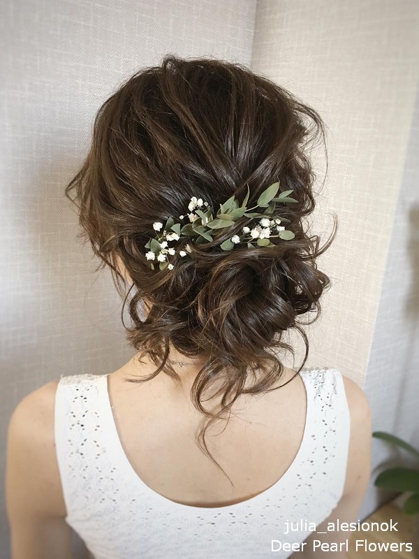 Long wedding hairstyles with greenery from julia_alesionok