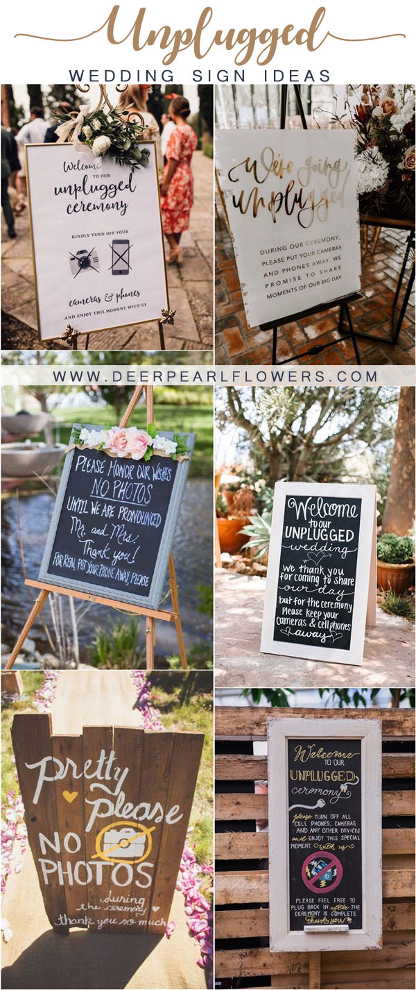 No Cell Phone Unplugged Wedding Signs