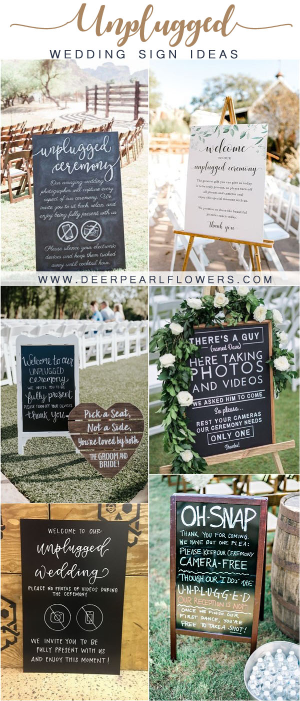 No Cell Phone Unplugged Wedding Signs