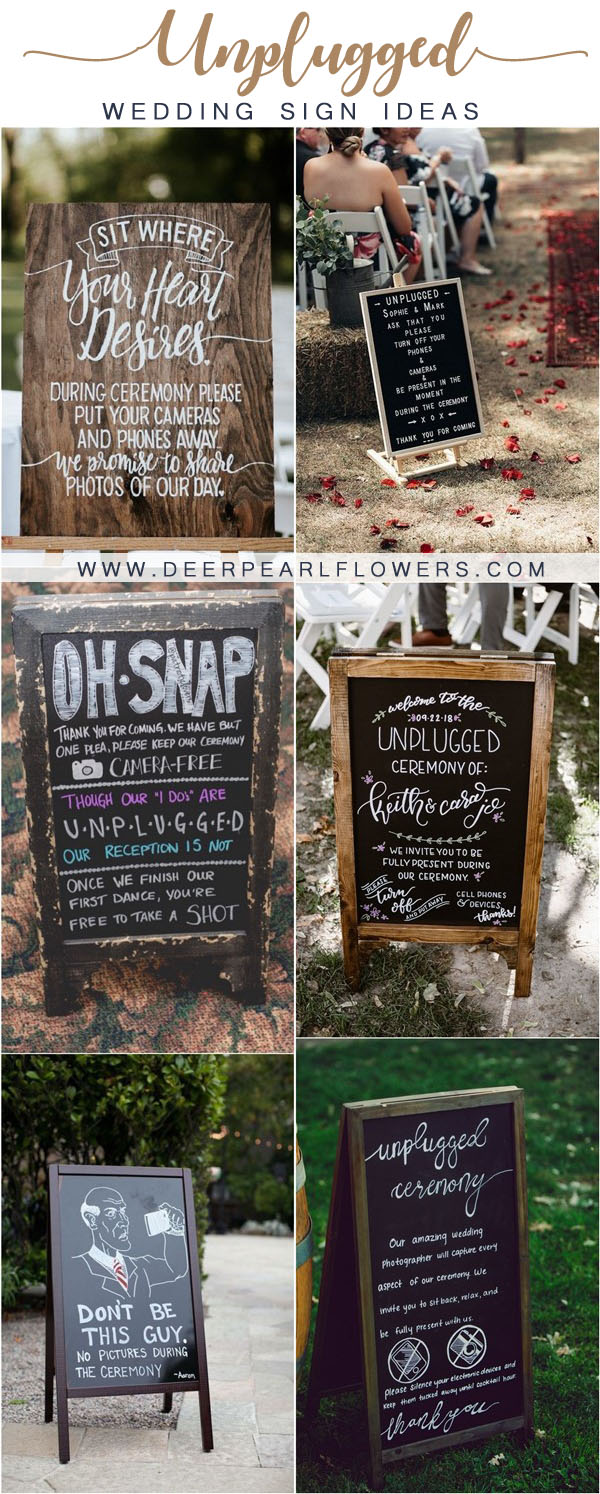 No Cell Phone Unplugged Wedding Signs