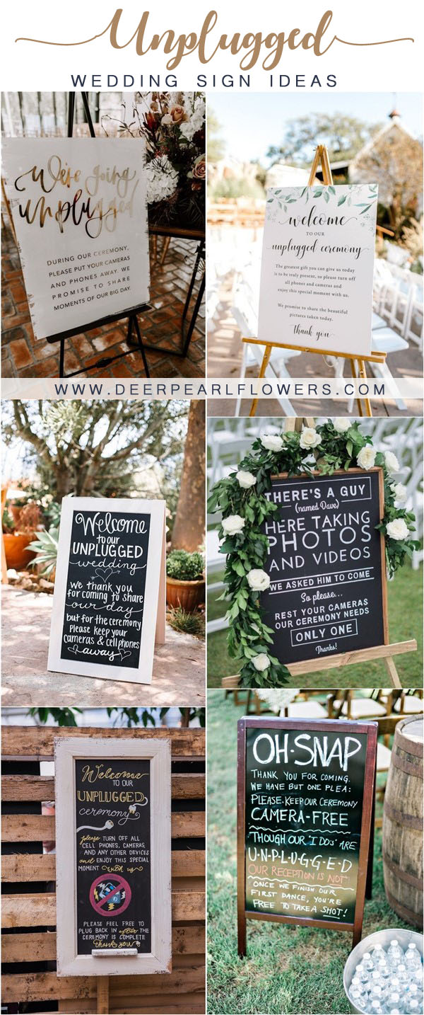 No Cell Phone Unplugged Wedding Signs