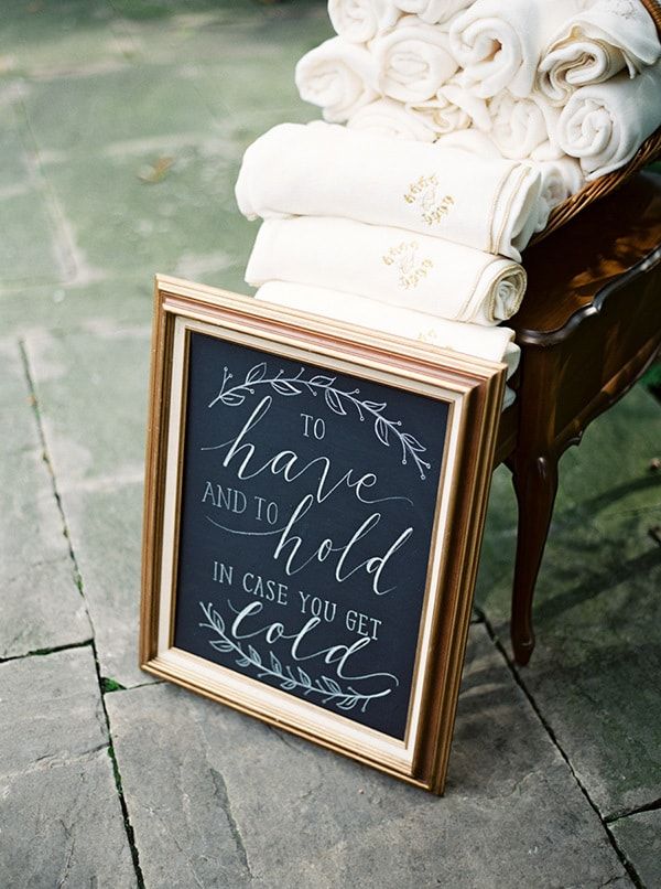 To have and to hold, in case you get cold blanket display for winter wedding