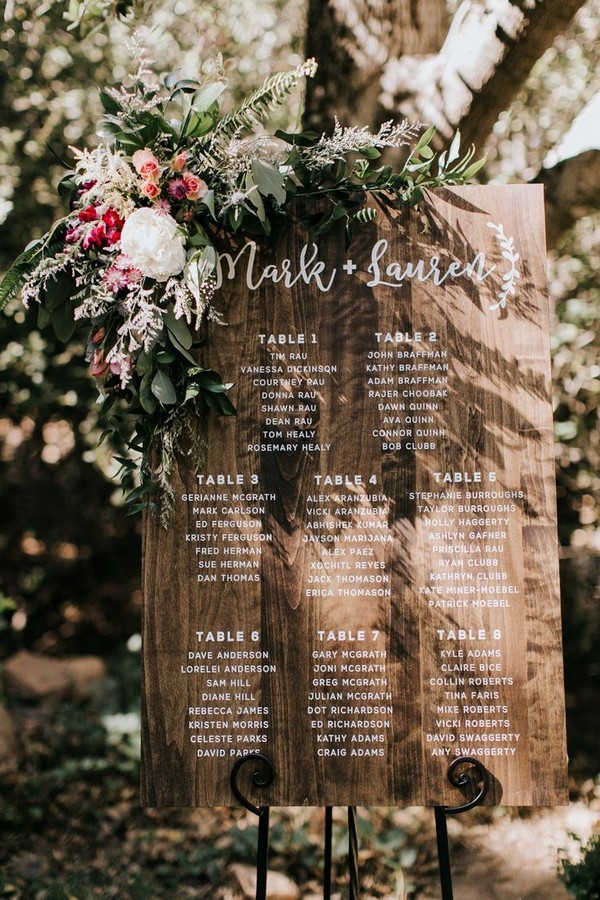 Wood wedding seating chart idea