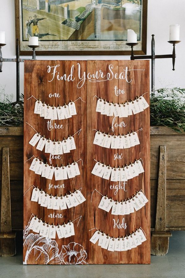 diy country wood wedding seating chart