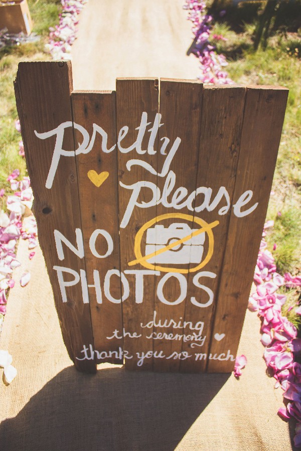 diy real wood unplugged wedding sign