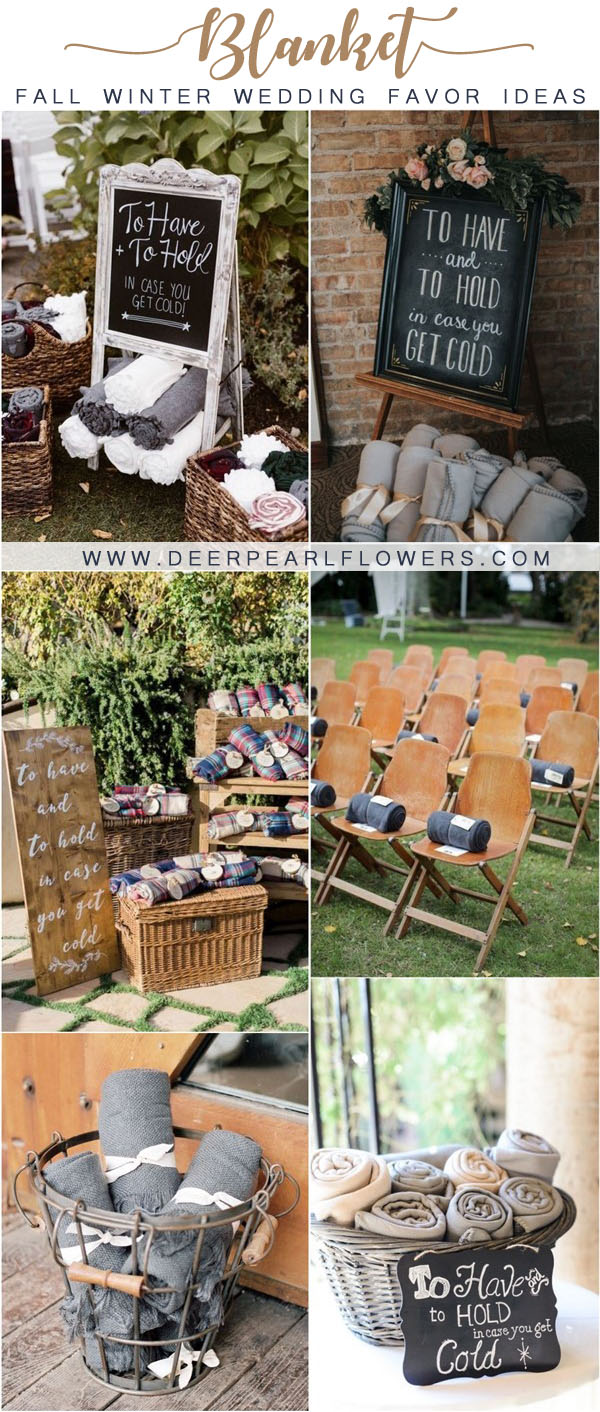 fall winter wedding blanket favors