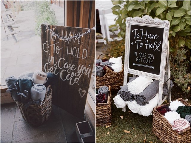 fall winter wedding blanket favors