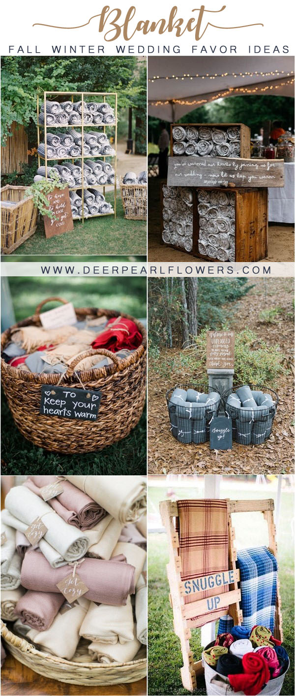 fall winter wedding blanket favors