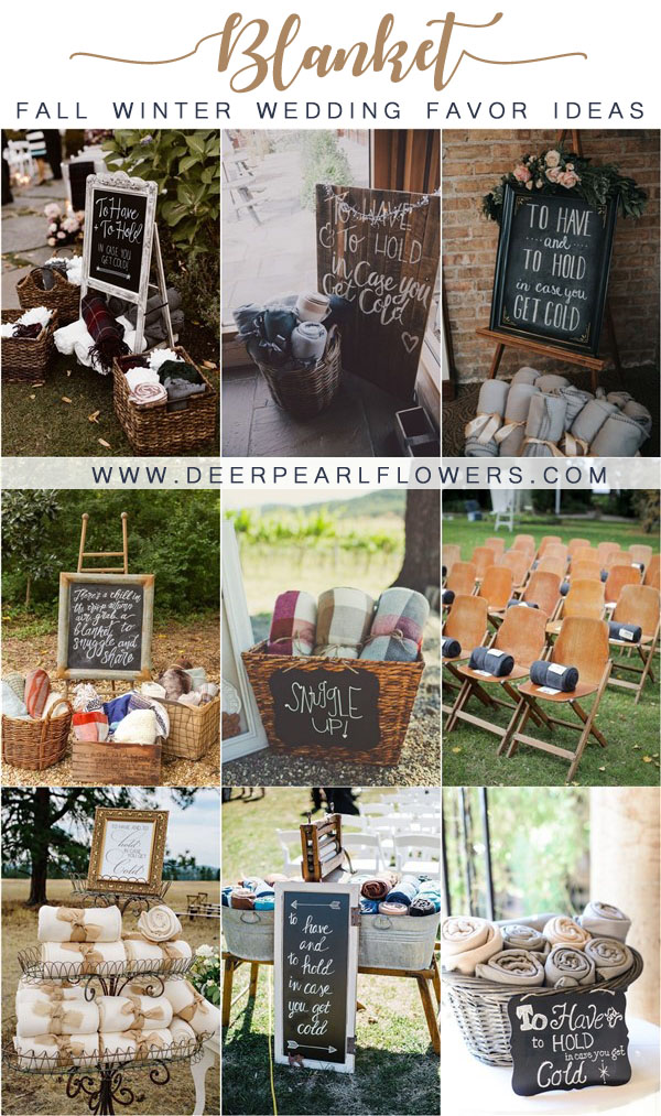 fall winter wedding blanket favors