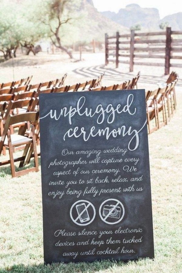 20 Latest No Cell Phone Unplugged Wedding Signs 2024 9 outdoor calligraphy unplugged wedding ceremony sign