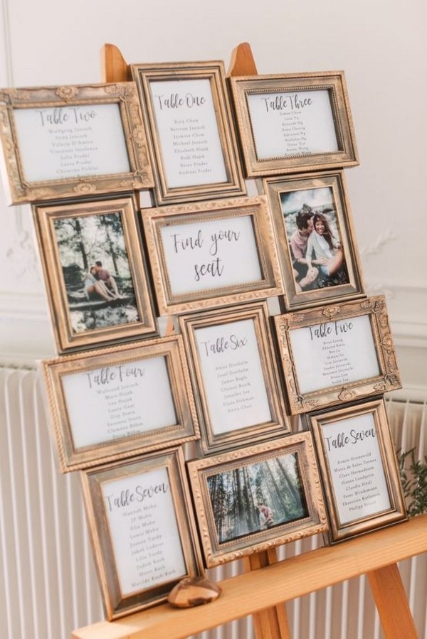 vintage photo frame wedding seating chart ideas