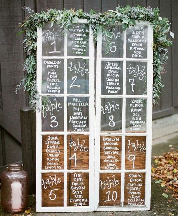 vintage window wedding seating chart ideas
